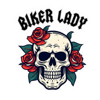 Biker Lady Skull and Roses Lady Biker Vinyl Sticker | Moto Sticker BD