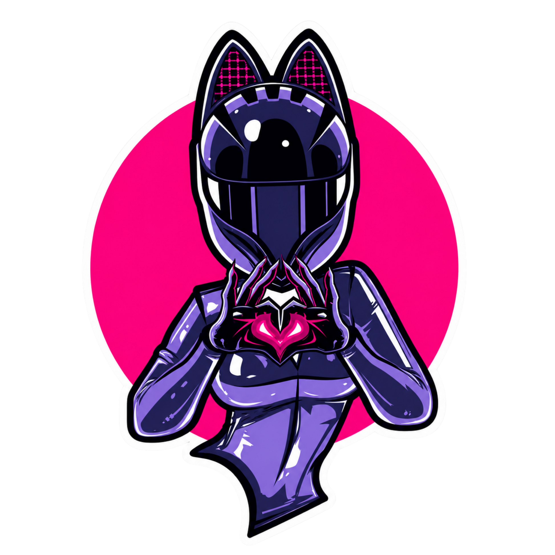 Cat Ear Helmet Heart Sign Lady Biker Vinyl Sticker | Moto Sticker BD