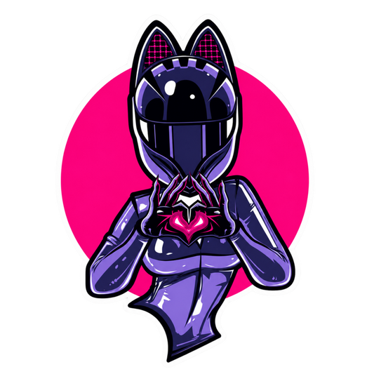 Cat Ear Helmet Heart Sign Lady Biker Vinyl Sticker | Moto Sticker BD
