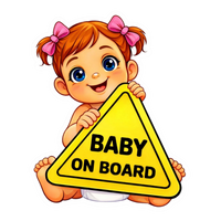 Cute Baby Girl On Board Warning Vinyl Sticker | Moto Sticker BD