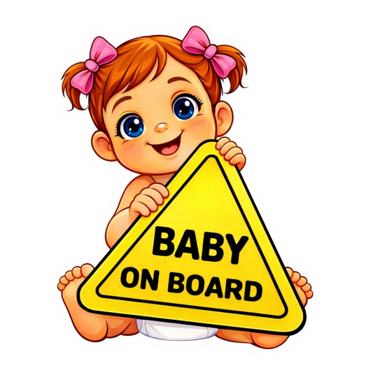 Cute Baby Girl On Board Warning Vinyl Sticker | Moto Sticker BD