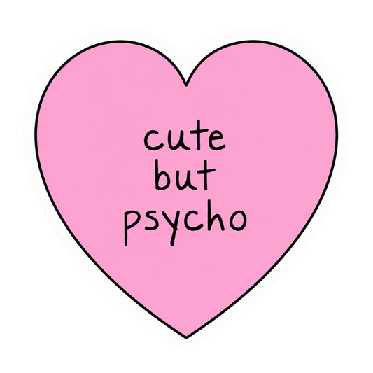 Cute But Psycho Lady Biker Vinyl Sticker | Moto Sticker BD