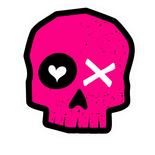 Deadly Cute Pink Skull Lady Biker Vinyl Sticker | Moto Sticker BD