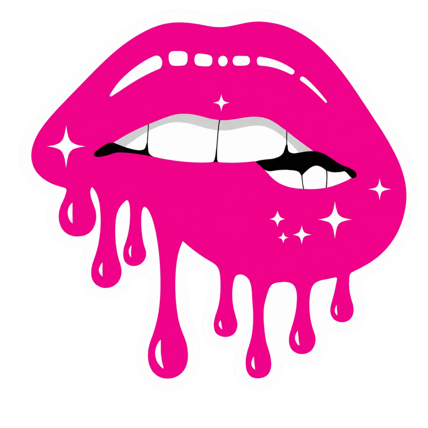 Dripping Pink Biting Lip Lady Biker Vinyl Sticker | Moto Sticker BD