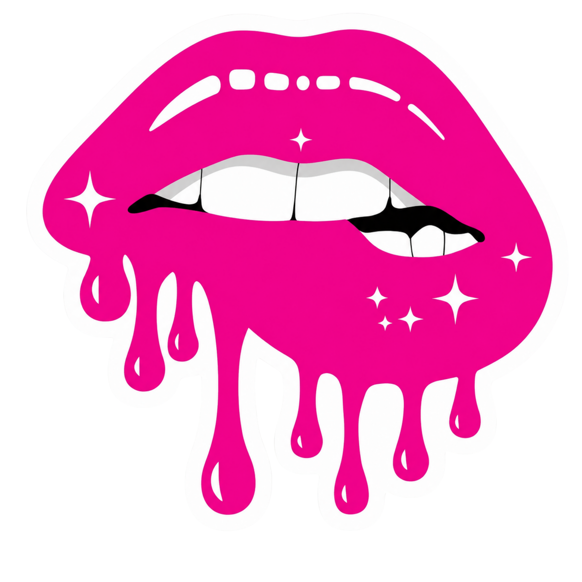 Dripping Pink Biting Lip Lady Biker Vinyl Sticker | Moto Sticker BD