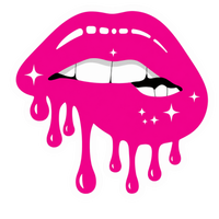 Dripping Pink Biting Lip Lady Biker Vinyl Sticker | Moto Sticker BD