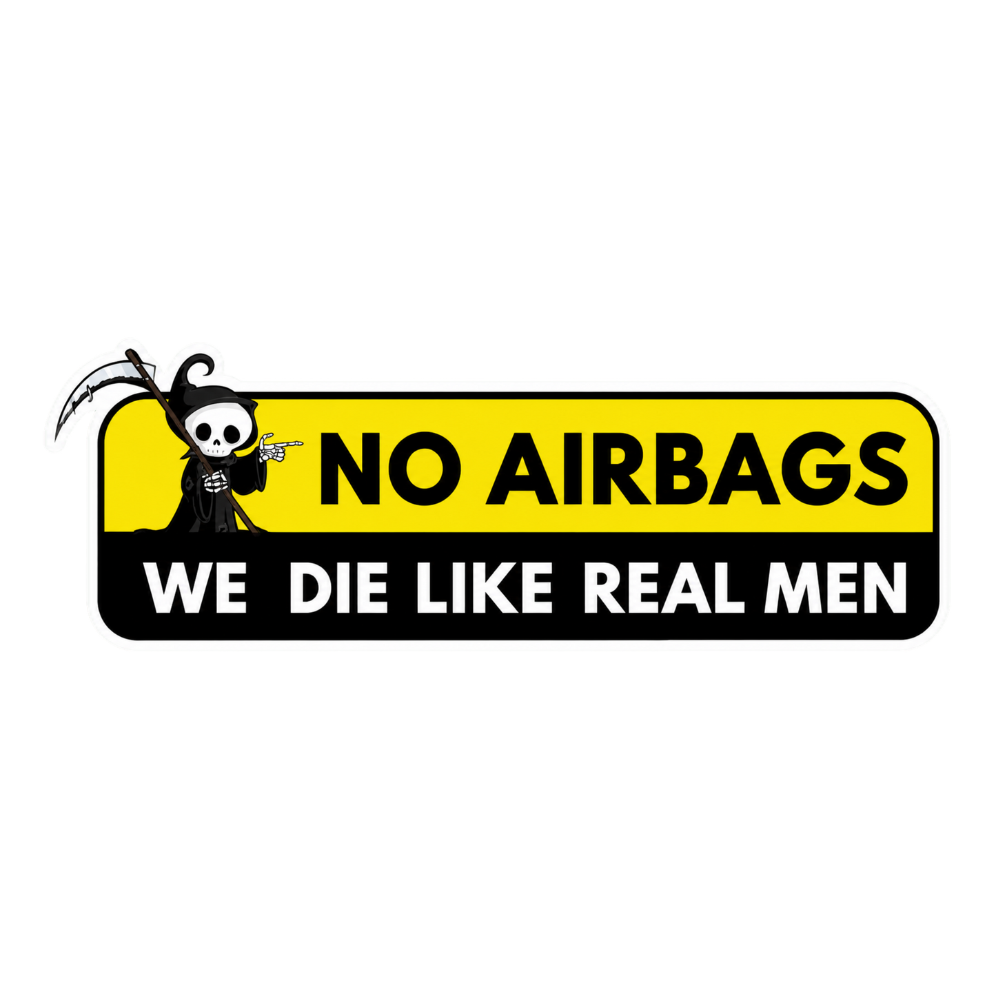 Grim Reaper No Airbags Warning Car Bumper Vinyl Sticker | Moto Sticker BD