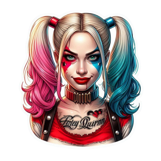 Harley Quinn Portrait Lady Biker Vinyl Sticker | Moto Sticker BD