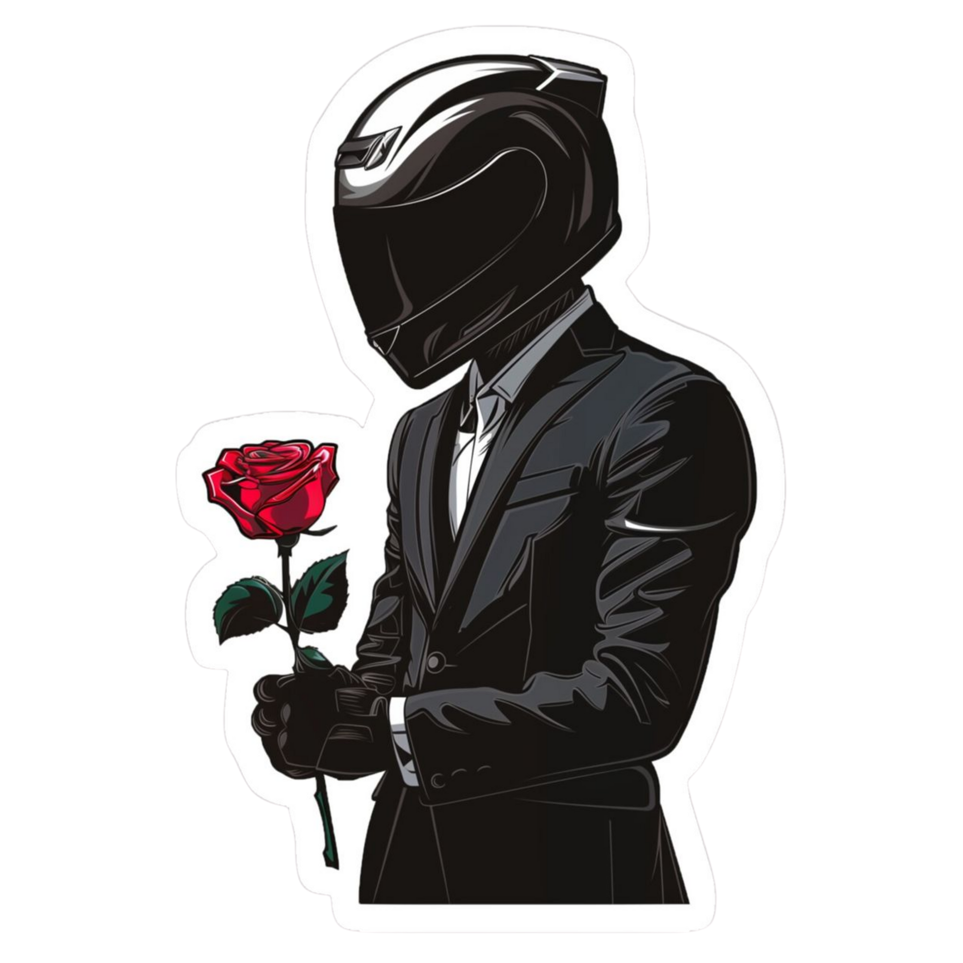 Helmet Suit and Rose Lady Biker Vinyl Sticker | Moto Sticker BD