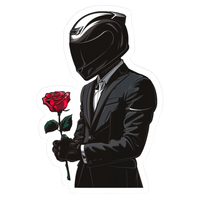 Helmet Suit and Rose Lady Biker Vinyl Sticker | Moto Sticker BD