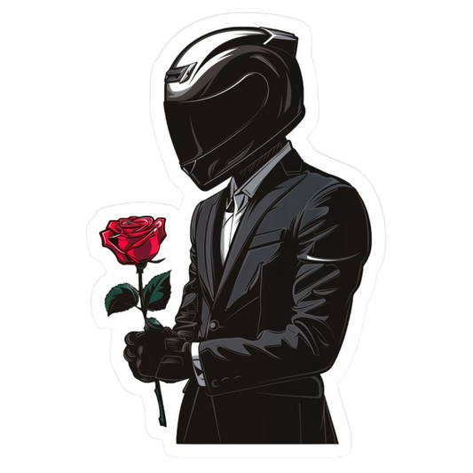 Helmet Suit and Rose Lady Biker Vinyl Sticker | Moto Sticker BD