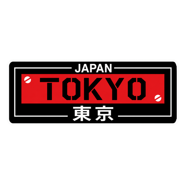 Japan Tokyo JDM License Plate Car Bumper Vinyl Sticker | Moto Sticker BD