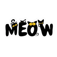 Meow Black Cats Typography Vinyl Sticker | Moto Sticker BD