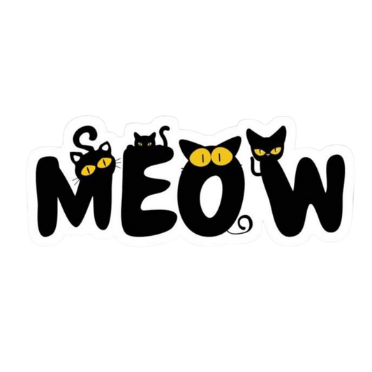 Meow Black Cats Typography Vinyl Sticker | Moto Sticker BD