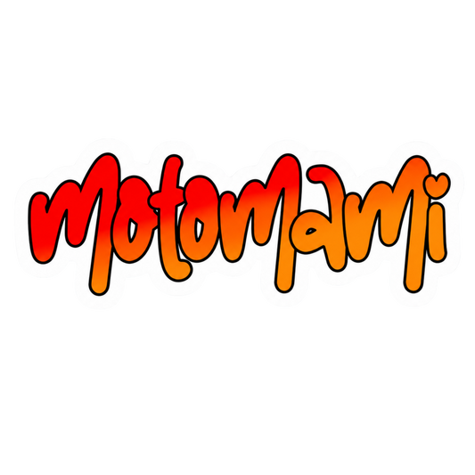 Motomami Gradient Typography Lady Biker Vinyl Sticker | Moto Sticker BD