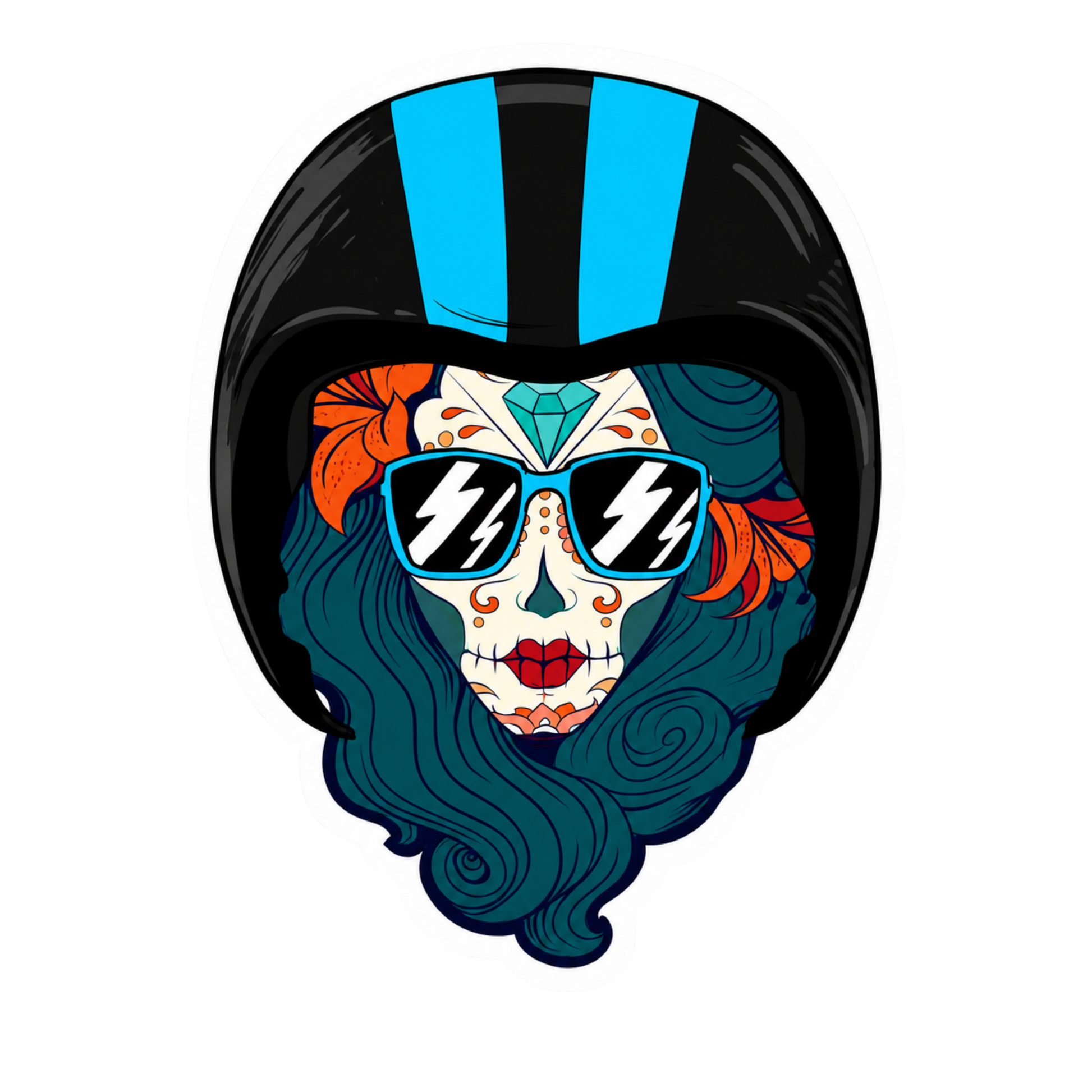 Neon Rider Girl Lady Biker Vinyl Sticker | Moto Sticker BD
