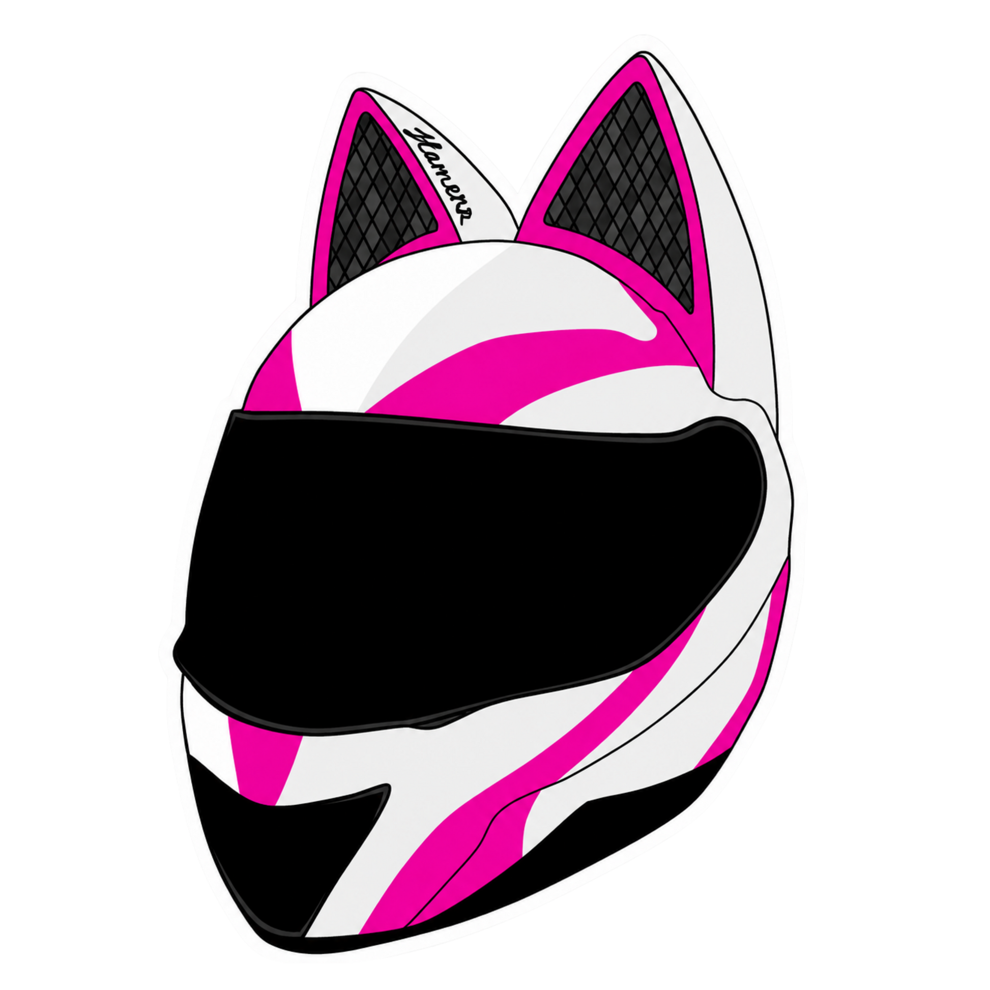 Pink Cat Ear Helmet Lady Biker Vinyl Sticker | Moto Sticker BD