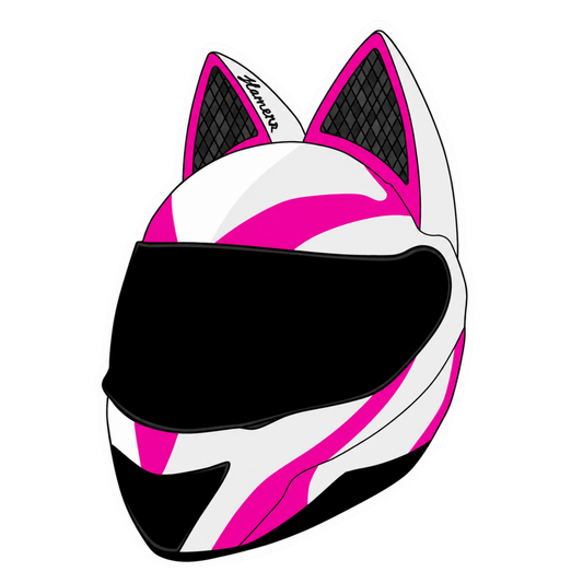 Pink Cat Ear Helmet Lady Biker Vinyl Sticker | Moto Sticker BD