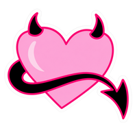 Pink Devil Heart Lady Biker Vinyl Sticker | Moto Sticker BD