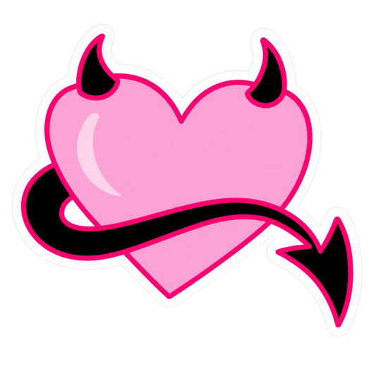 Pink Devil Heart Lady Biker Vinyl Sticker | Moto Sticker BD