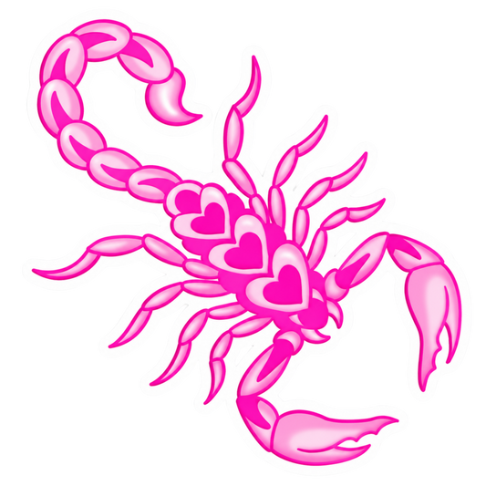 Pink Heart Scorpion Lady Biker Vinyl Sticker | Moto Sticker BD