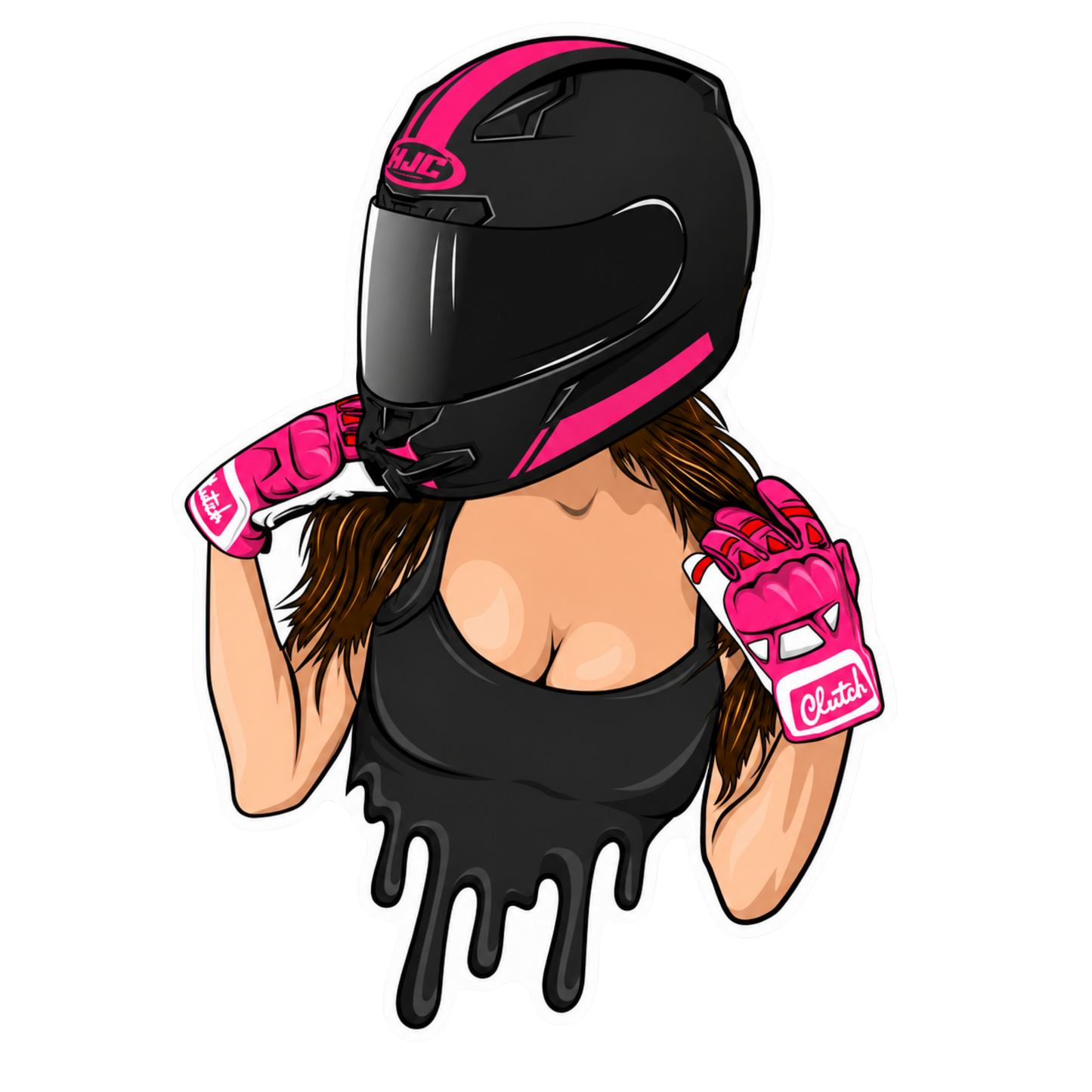 Pink Helmet Rider Girl Lady Biker Vinyl Sticker | Moto Sticker BD