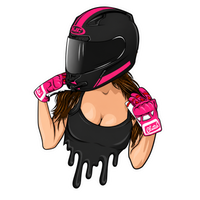 Pink Helmet Rider Girl Lady Biker Vinyl Sticker | Moto Sticker BD
