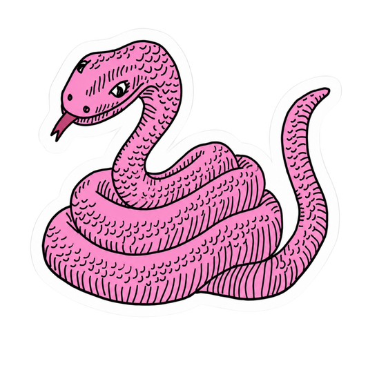 Pink Serpent Style Lady Biker Vinyl Sticker | Moto Sticker BD
