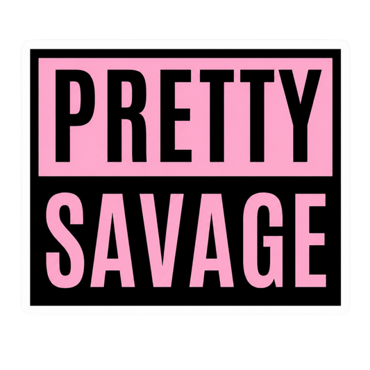 Pretty Savage Block Text Lady Biker Vinyl Sticker | Moto Sticker BD