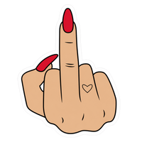 Red Nails Middle Finger Heart Lady Biker Vinyl Sticker | Moto Sticker BD