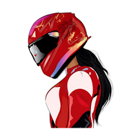Red Racing Suit Girl Lady Biker Vinyl Sticker | Moto Sticker BD