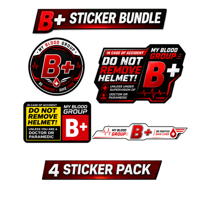 Safety Blood Group Sticker Bundle – 4 PCS | Premium Waterproof Vinyl Decals