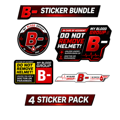 Safety Blood Group Sticker Bundle – 4 PCS | Premium Waterproof Vinyl Decals