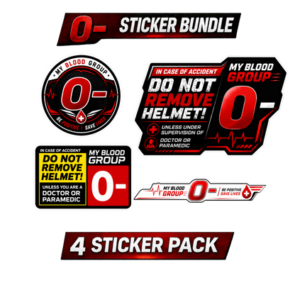 Safety Blood Group Sticker Bundle – 4 PCS | Premium Waterproof Vinyl Decals