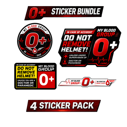 Safety Blood Group Sticker Bundle – 4 PCS | Premium Waterproof Vinyl Decals