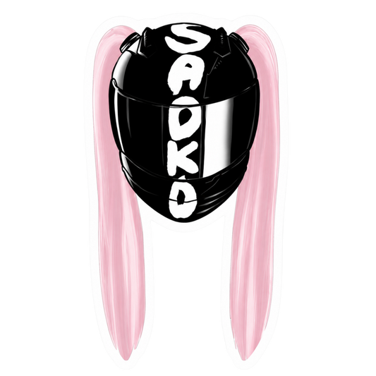 Saoko Pigtail Helmet Lady Biker Vinyl Sticker | Moto Sticker BD