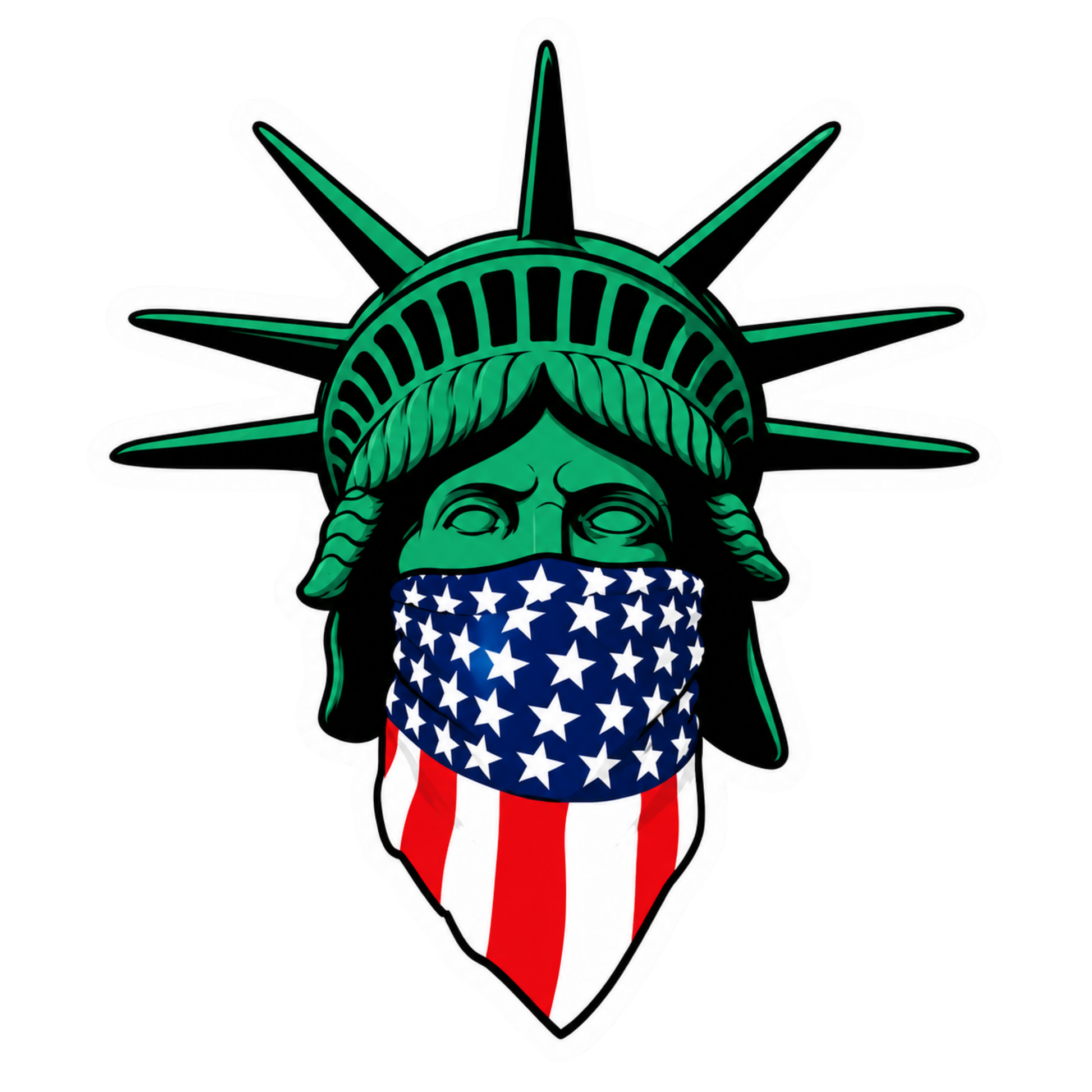 Statue of Liberty USA Bandana Vinyl Sticker | Moto Sticker BD