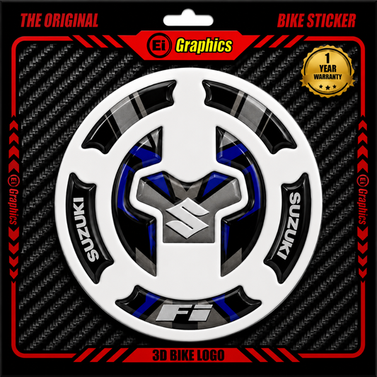 Suzuki FI 3D Tank Pad Ambush Vinyl Sticker for Motorcycle Fuel Tank | Moto Sticker BD (Black & Blue)