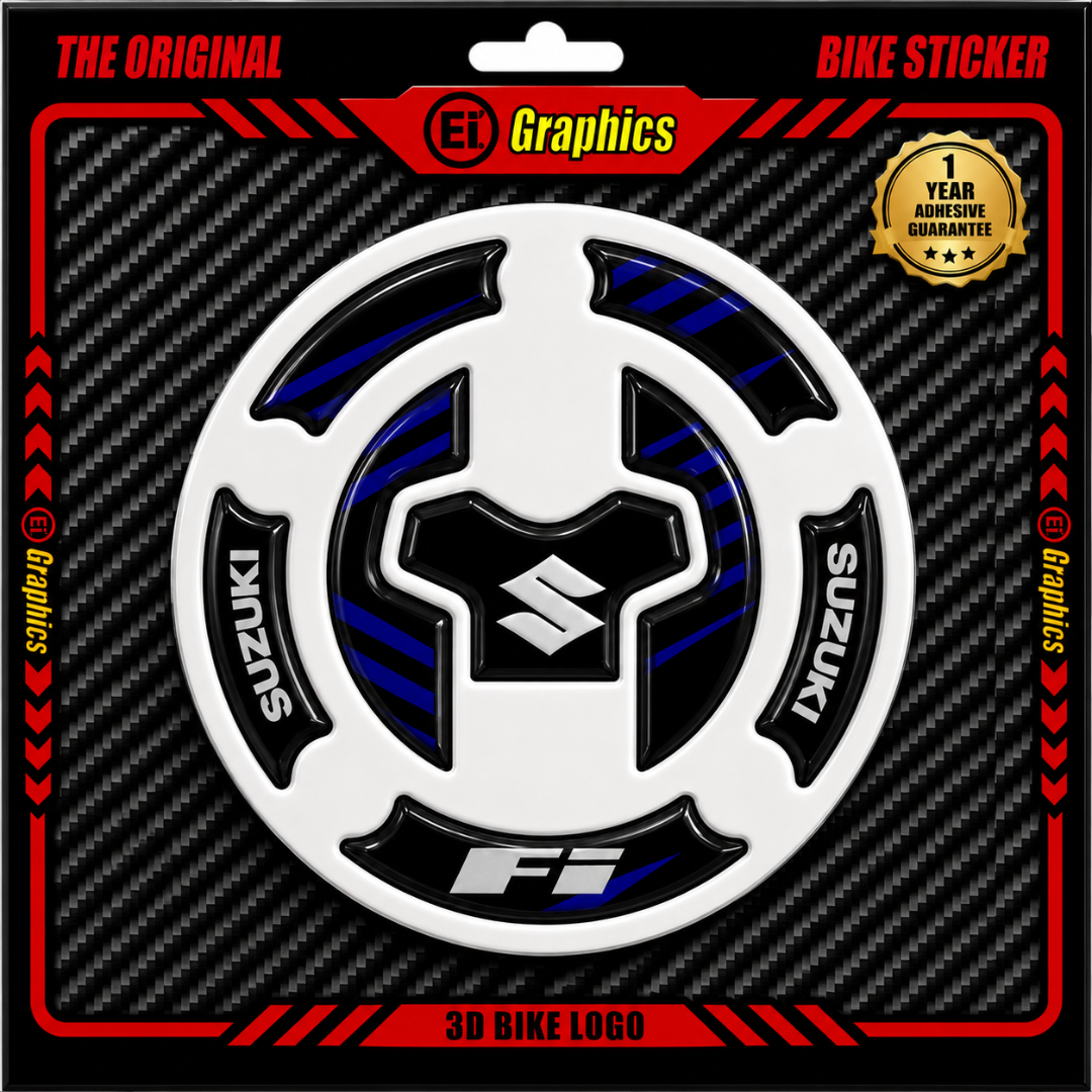 Suzuki FI 3D Tank Pad Ambush Vinyl Sticker for Motorcycle Fuel Tank | Moto Sticker BD (Black & Blue).