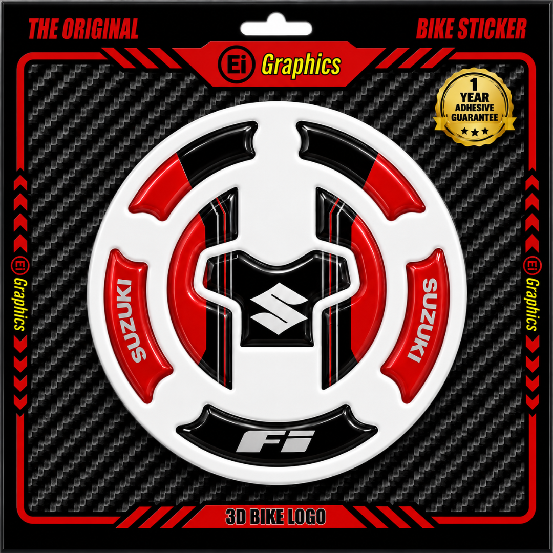 Suzuki FI 3D Tank Pad Ambush Vinyl Sticker for Motorcycle Fuel Tank | Moto Sticker BD (Black & Red)