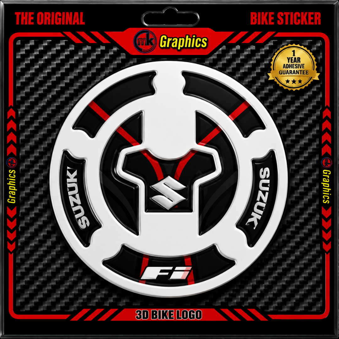 Suzuki FI 3D Tank Pad Ambush Vinyl Sticker for Motorcycle Fuel Tank | Moto Sticker BD (Black&Red)..