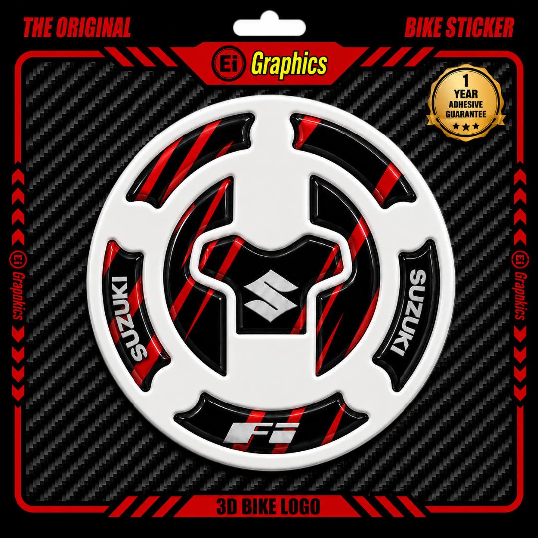 Suzuki FI 3D Tank Pad Ambush Vinyl Sticker for Motorcycle Fuel Tank | Moto Sticker BD (Black&Red).