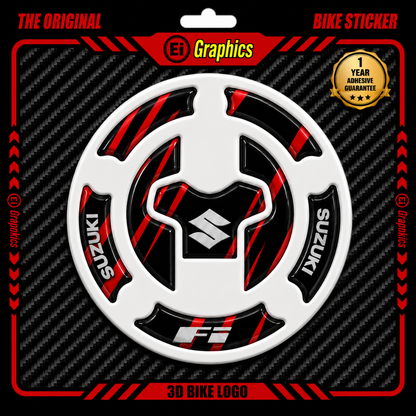 Suzuki FI 3D Tank Pad Ambush Vinyl Sticker for Motorcycle Fuel Tank | Moto Sticker BD (Black&Red).