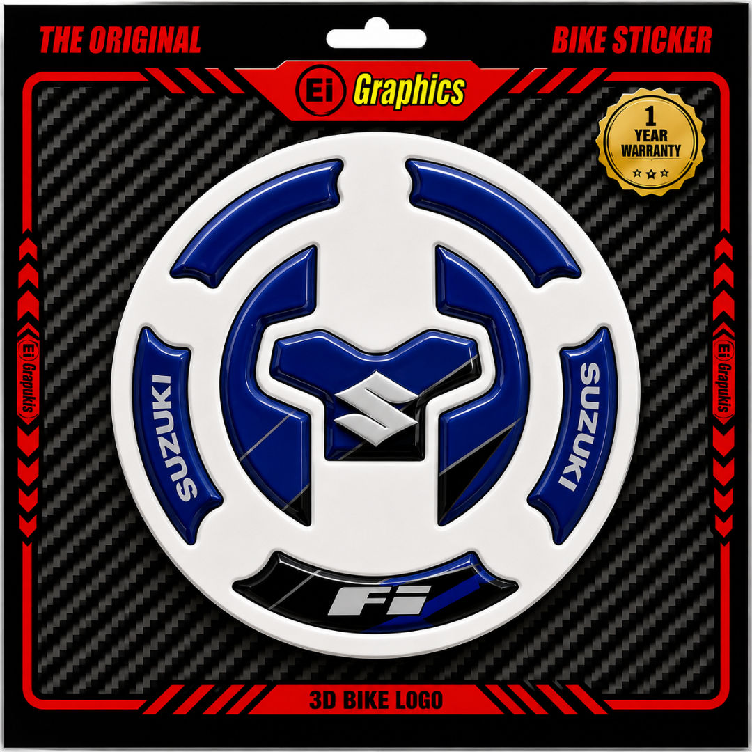 Suzuki FI 3D Tank Pad Ambush Vinyl Sticker for Motorcycle Fuel Tank | Moto Sticker BD (Blue&Black)