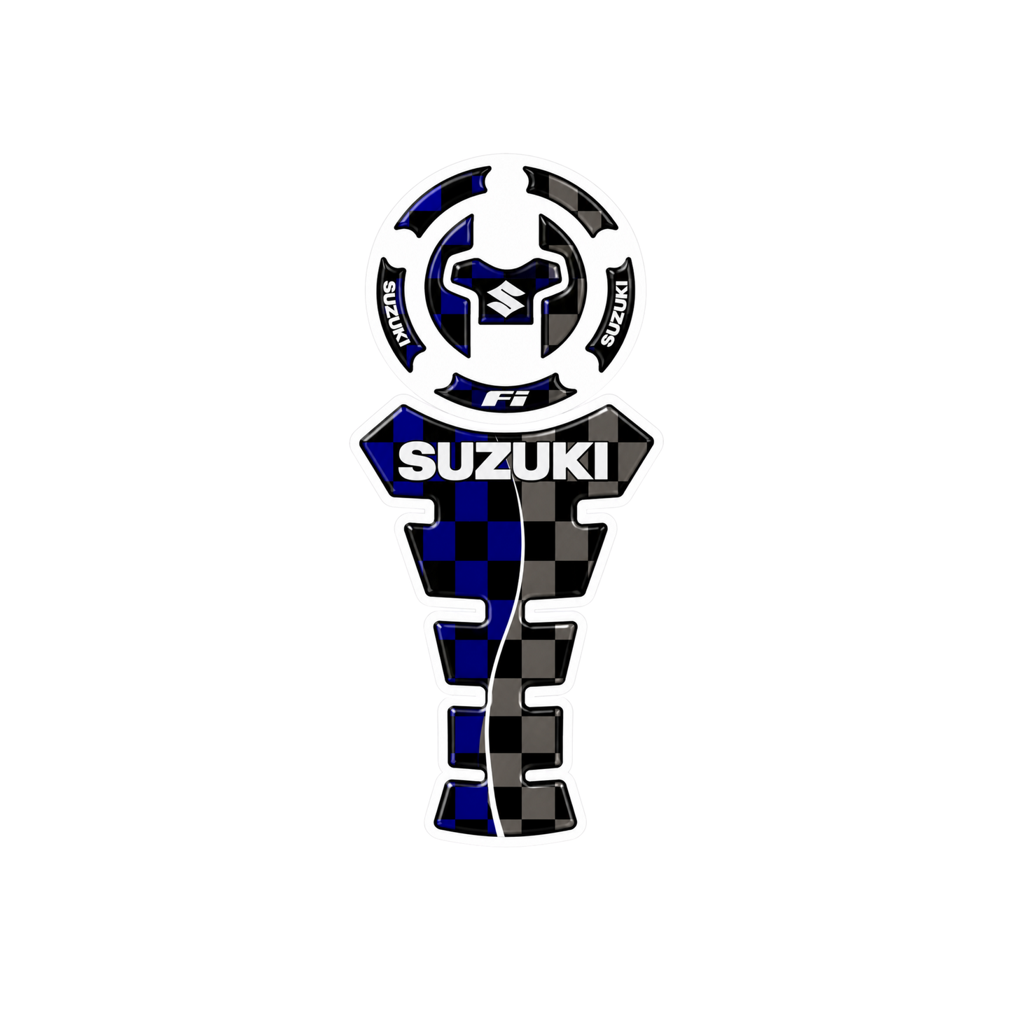 Suzuki FI Checkered Blue Tank Pad Sticker Ambush Vinyl Sticker | Moto Sticker BD