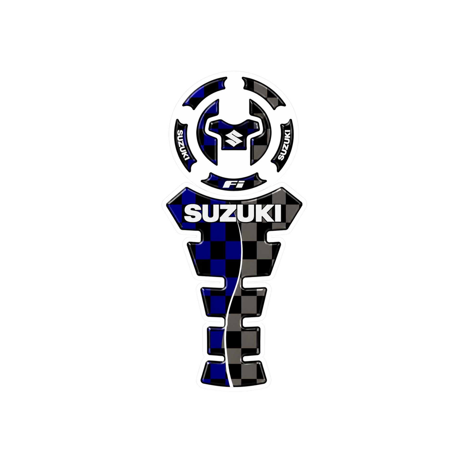 Suzuki FI Checkered Blue Tank Pad Sticker Ambush Vinyl Sticker | Moto Sticker BD