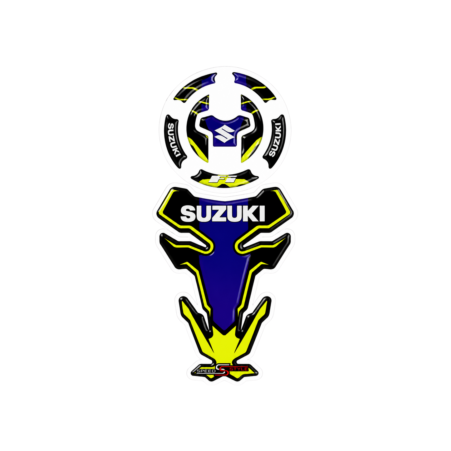 Suzuki FI Neon Blue Racing Tank Pad Sticker Ambush Vinyl Sticker | Moto Sticker BD