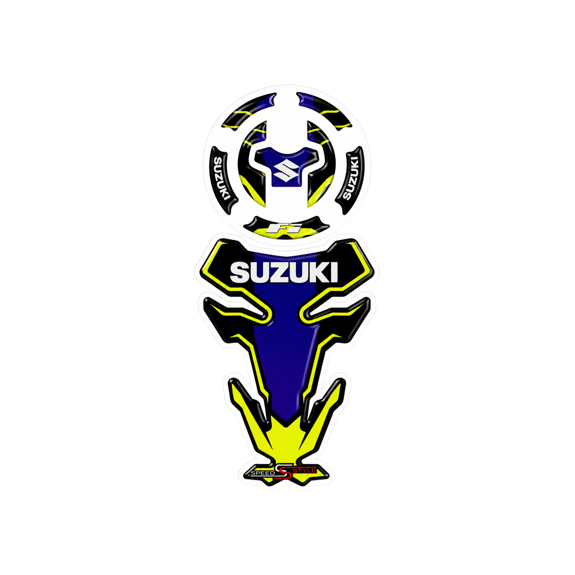 Suzuki FI Neon Blue Racing Tank Pad Sticker Ambush Vinyl Sticker | Moto Sticker BD