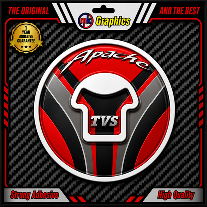 TVS Apache Red 3D Tank Pad Ambush Vinyl Sticker | Premium Fuel Tank Protector | Moto Sticker BD (Red & Black)
