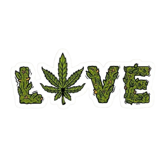 Weed Love Typography Vinyl Sticker | Moto Sticker BD